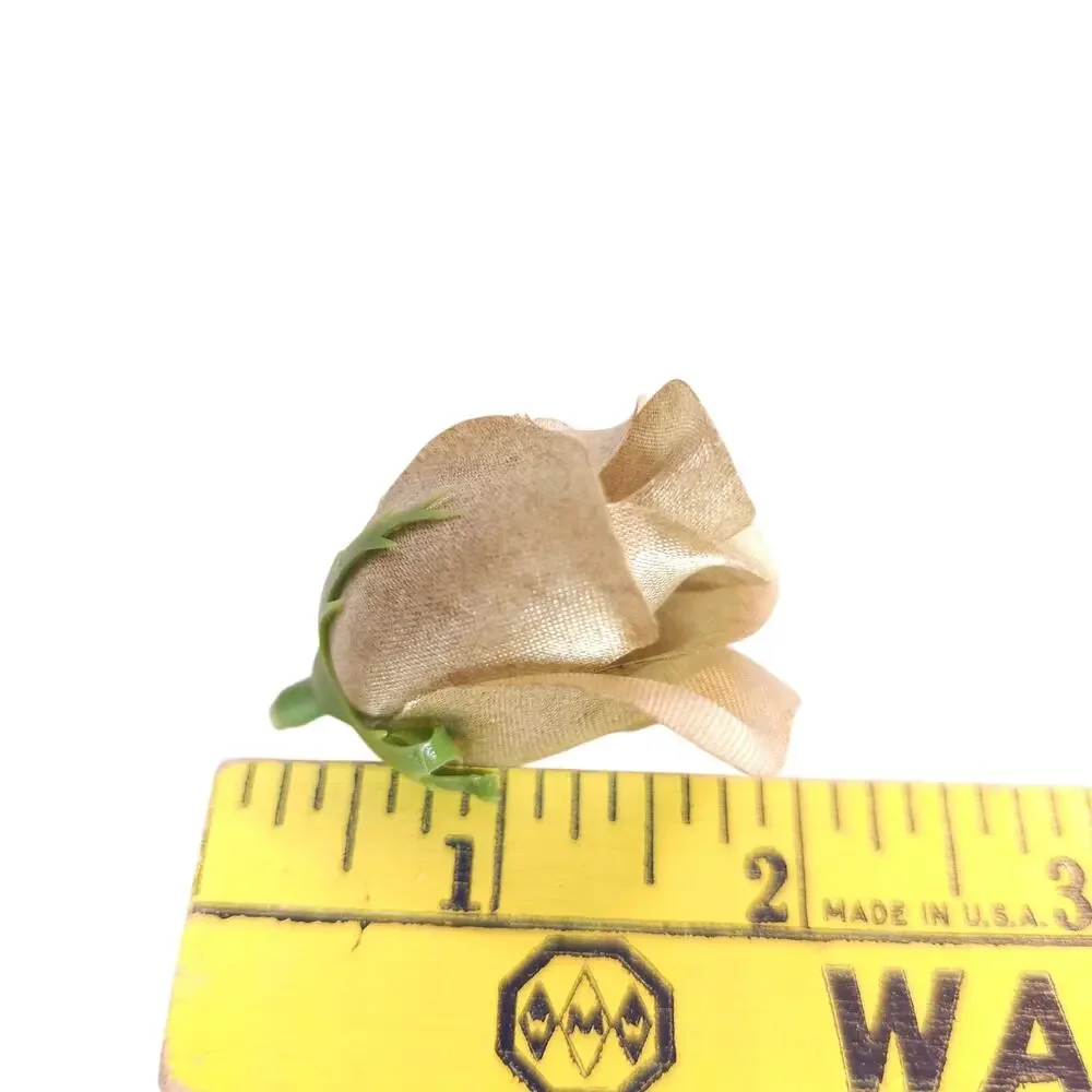 50 Moss Olive Green Satin Rose Buds Stemless Wedding Floral Craft DIY 2